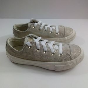 Converse CTAS Low Top Egret Kids 12C White Gold Leather Casual Shoes 363092C